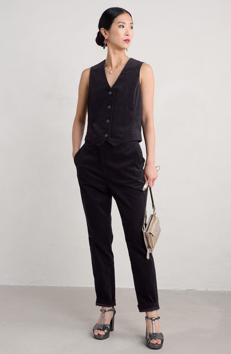 Seasalt Cornwall Star Rock Tapered Stretch Organic Moleskin Pants, Alternate, color, Onyx