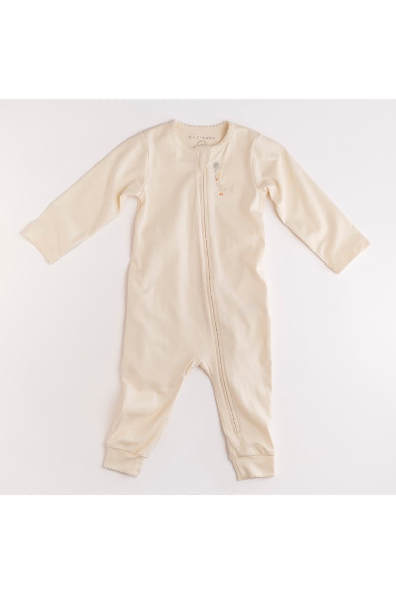 Pima Embroidered Footless Sleeper, Main, color, Goose