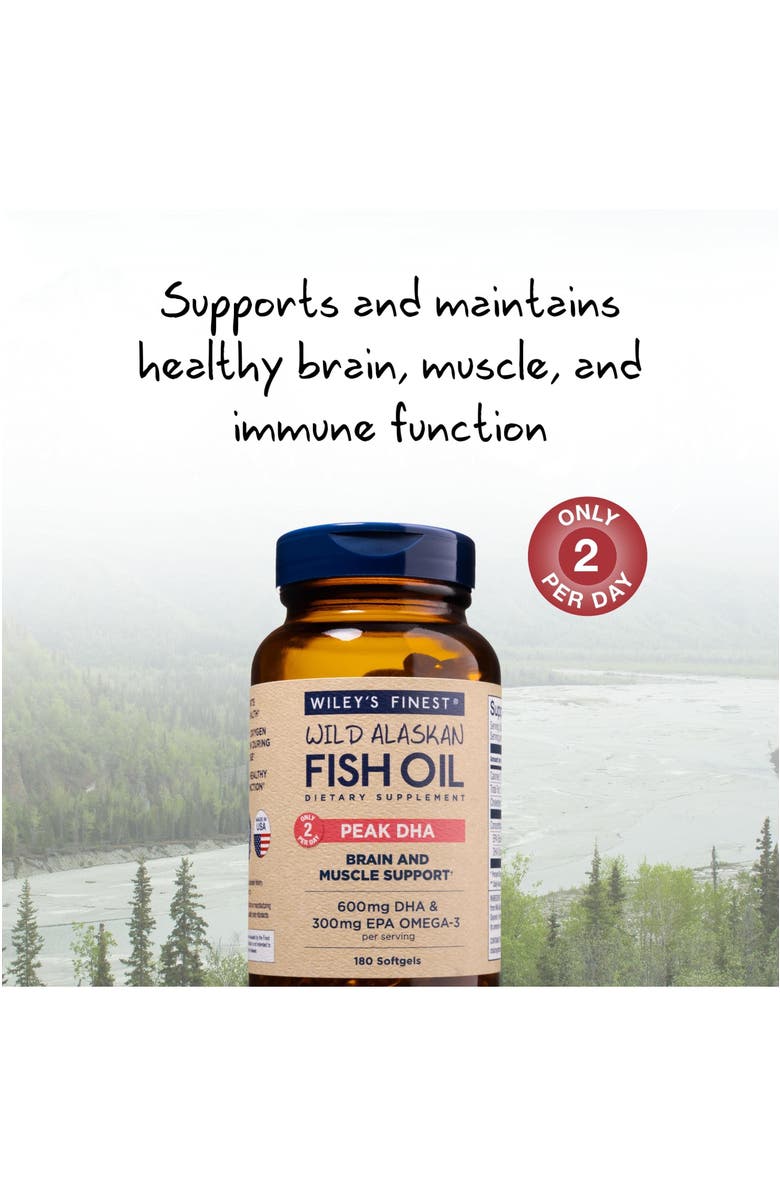 Wiley's Finest Wild Alaskan Fish Oil Peak Dha - 900Mg Epa And Dha Omega-3S - 180 Softgels Bottles, Alternate, color, NO COLOR