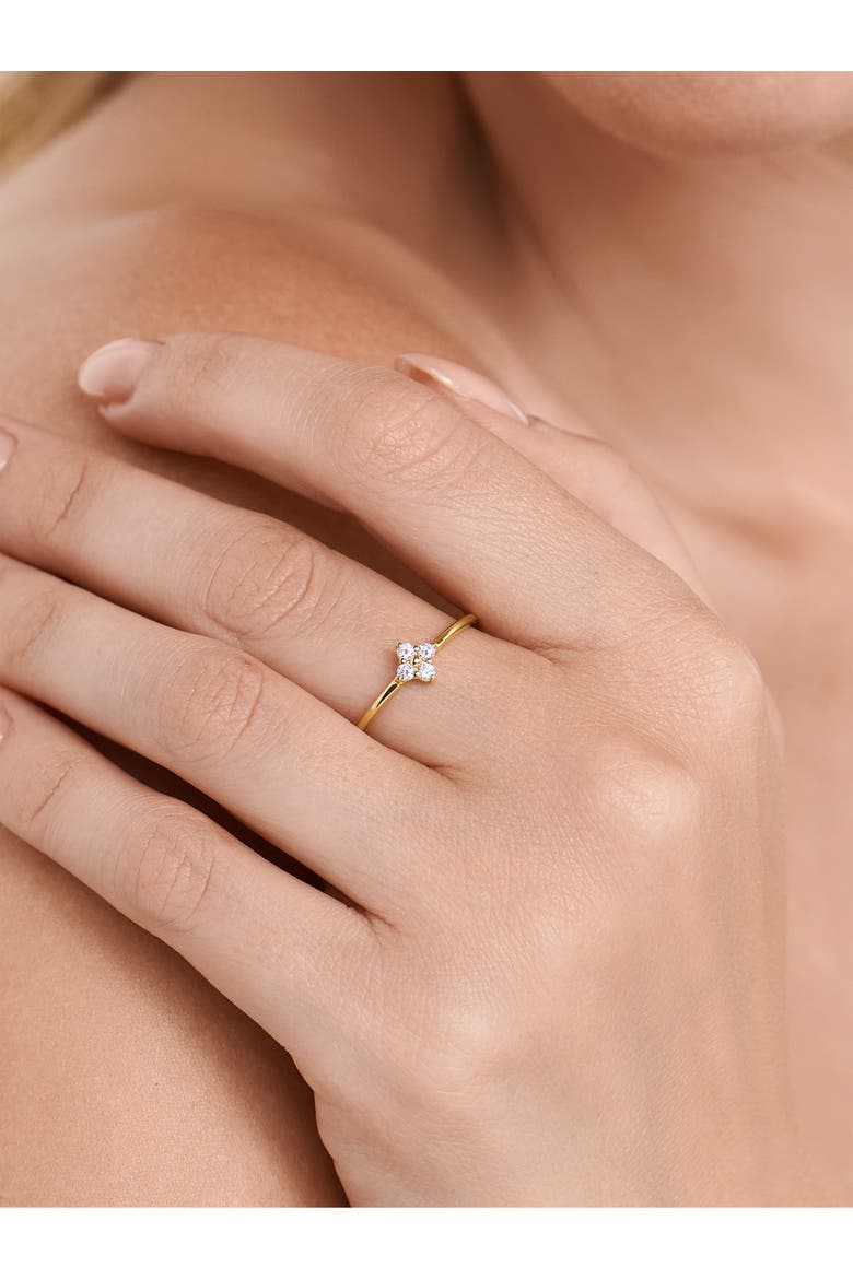 Clover Lab Grown Diamond Ring in 14K Gold, Alternate, color, Yellow Gold