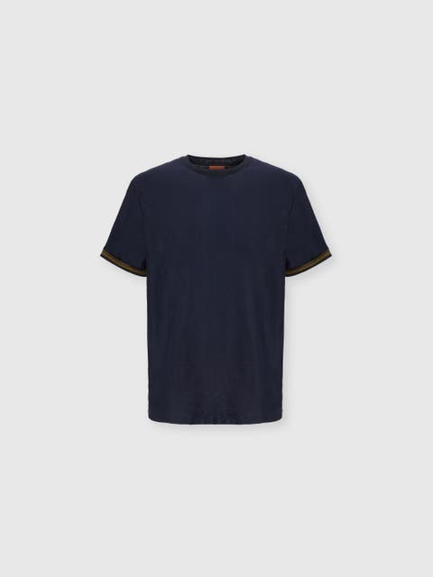 Crew-neck Cotton Jacquard T-shirt With Tone-on-tone Zigzag Design