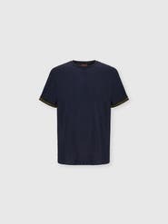 UM Crew-neck Cotton Jacquard T-shirt With Tone-on-tone Zigzag Design