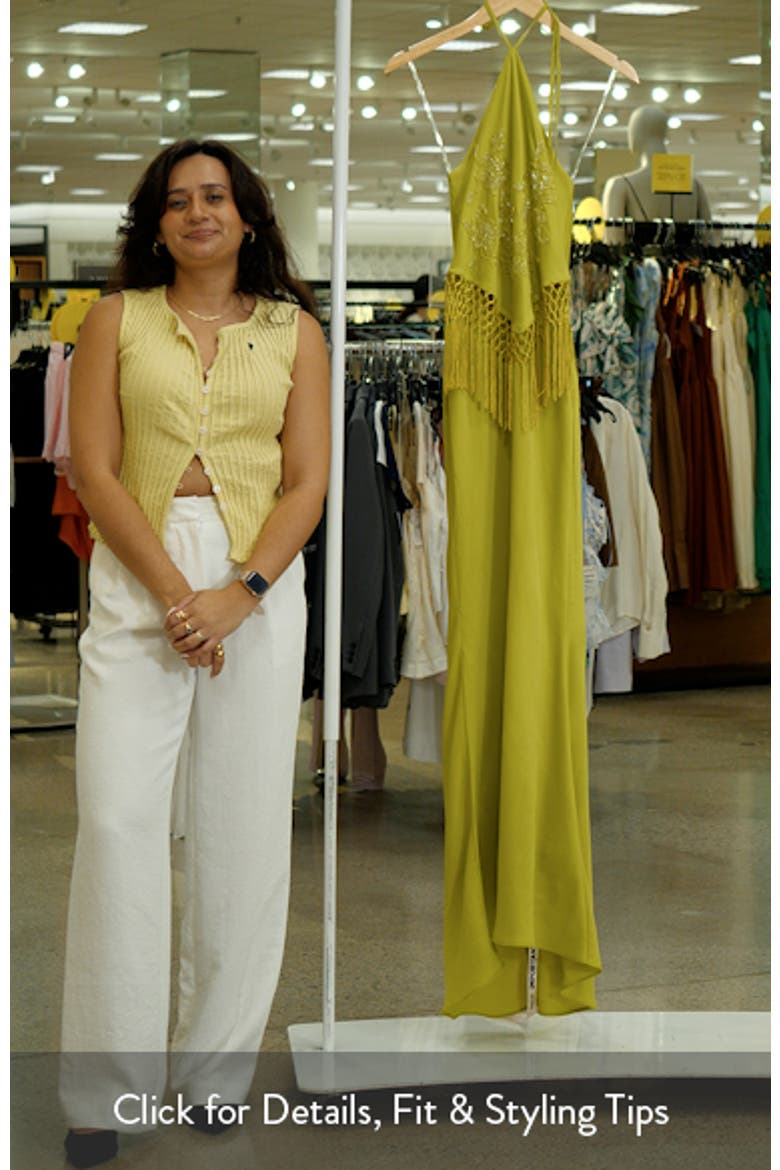 Sareena Bead Embellished Fringe Halter Dress video