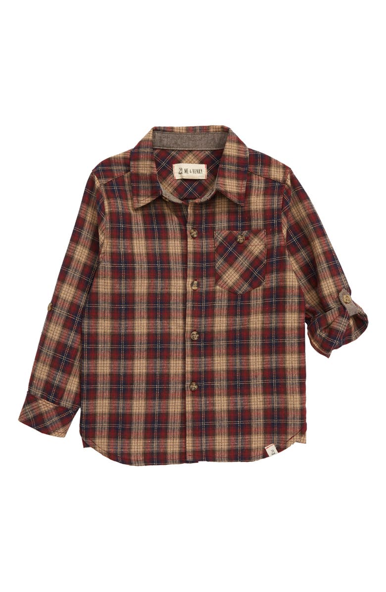 Me & Henry Plaid Button-Up Shirt, Main, color, 