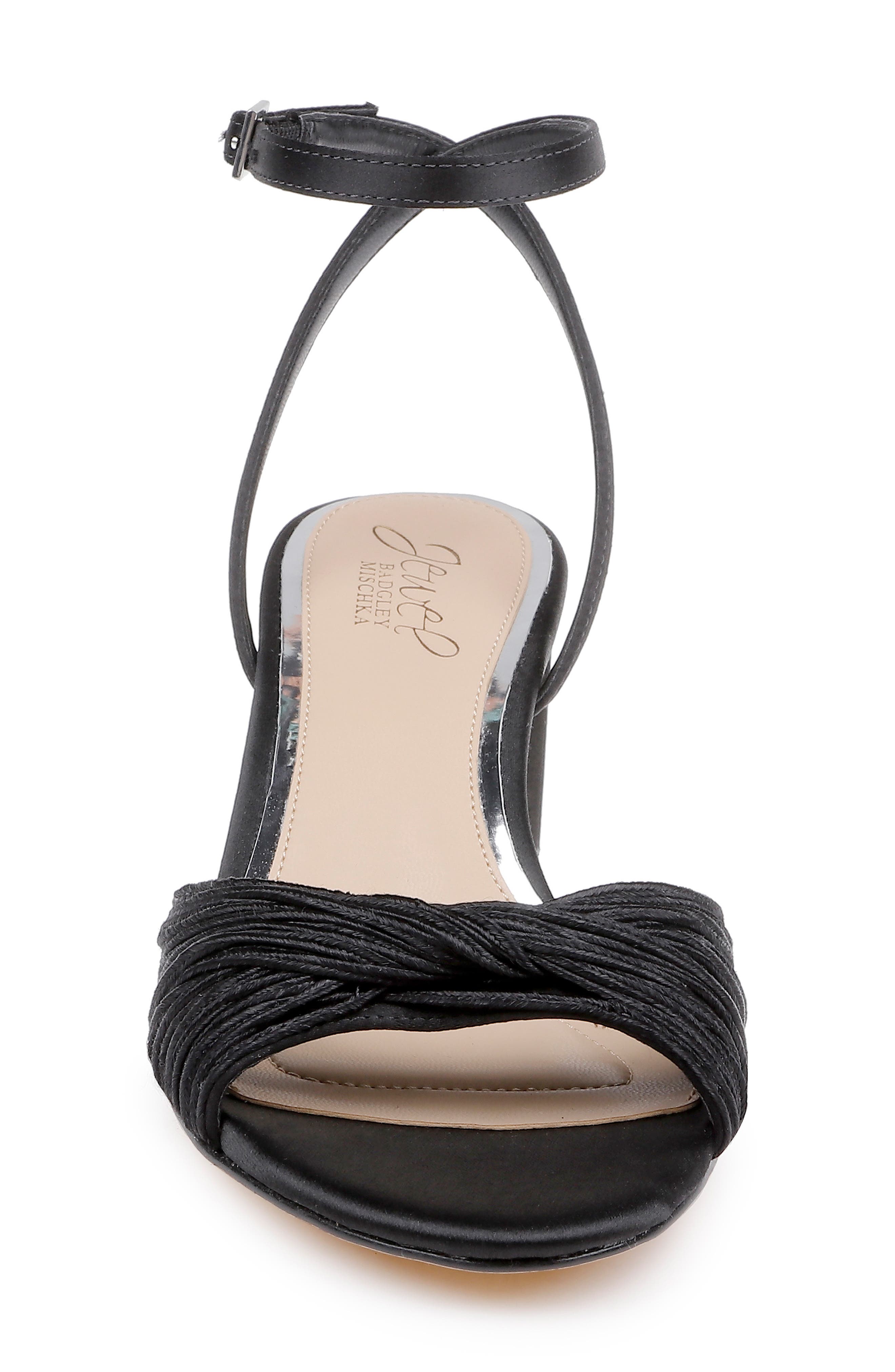 Jewel Badgley Mischka Pretty Ankle Strap Sandal, Alternate, color, Black Satin