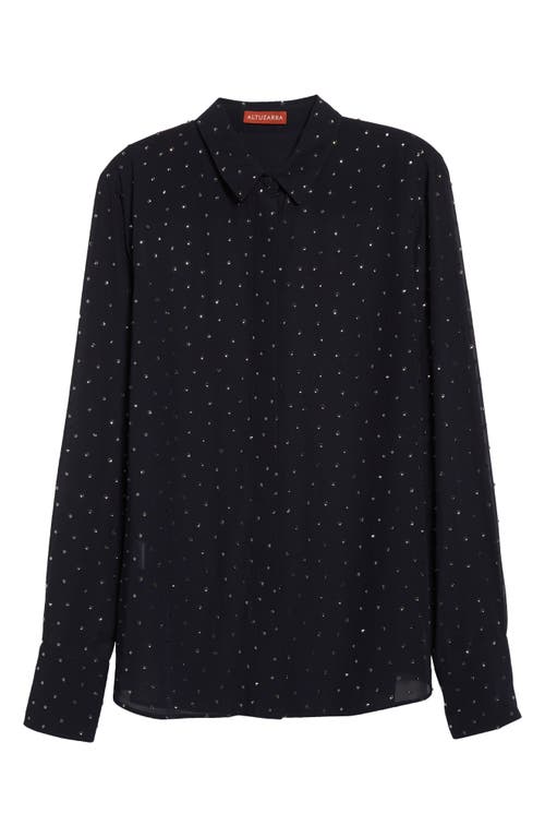 Altuzarra Chika Studded Chiffon Button-up Shirt In 000400 Navy