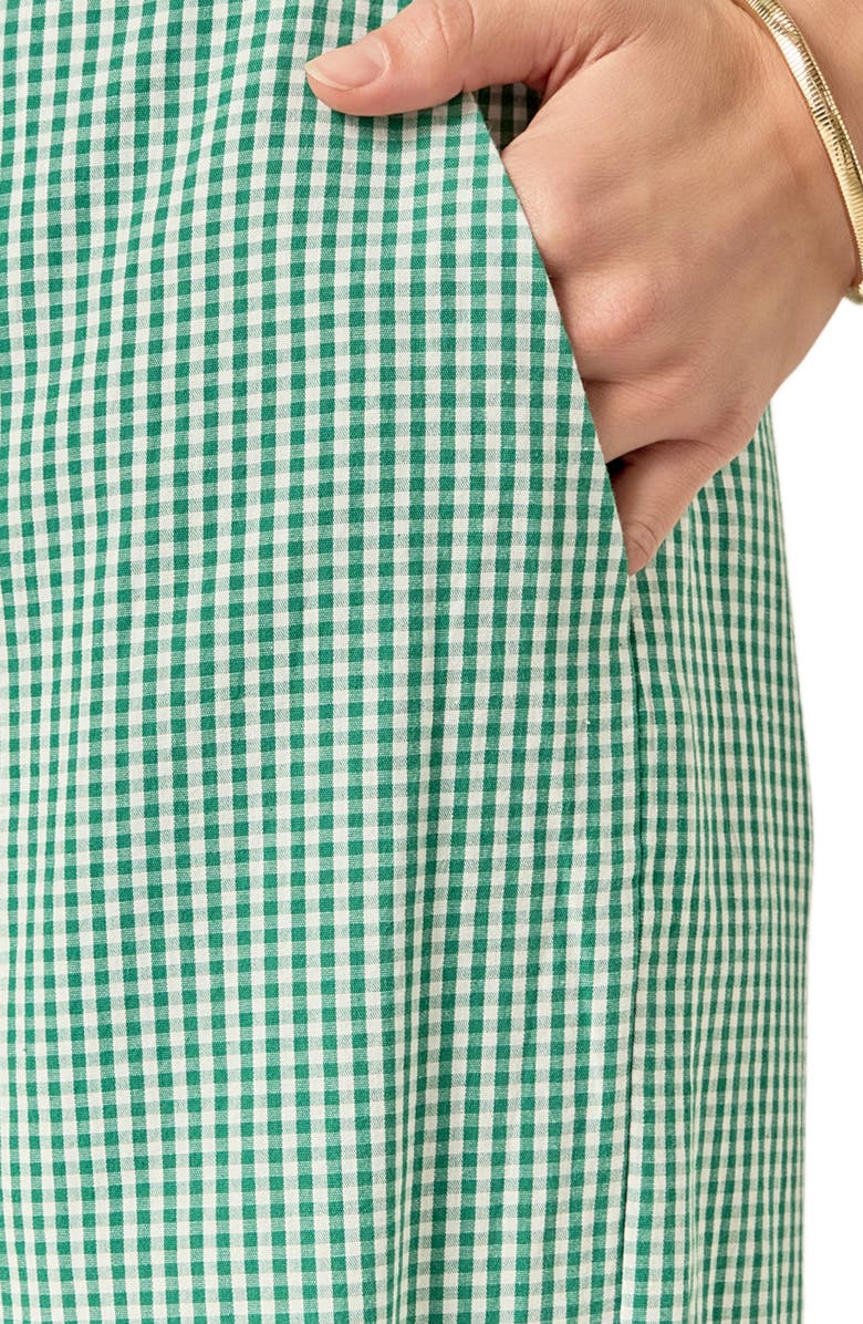 English Factory Check Wide Leg Pants, Alternate, color, Kelly Green