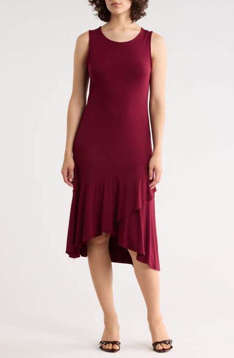 Sleeveless Asymmetrical Ruffle Hem Dress
