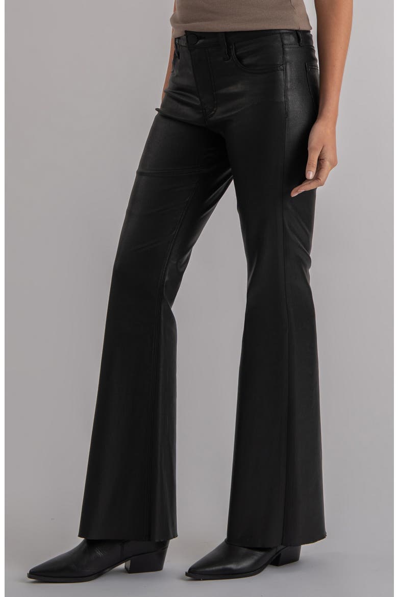 Stella Coated Raw Hem High Waist Flare Jeans, Alternate, color, BLACK
