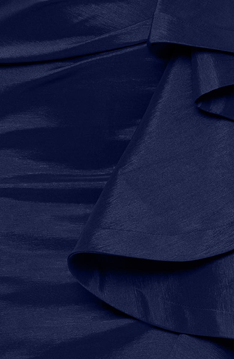 Betsy & Adam Strapless Cascade Ruffle Gown, Alternate, color, Navy