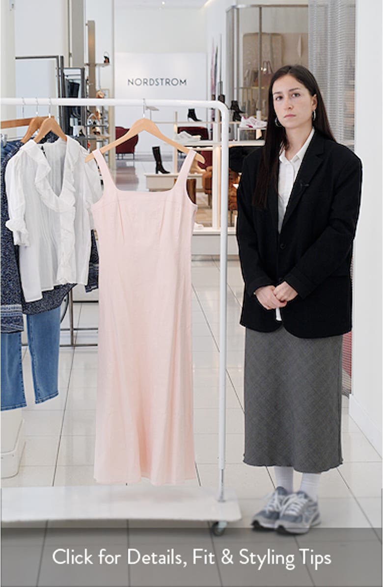 Square Neck Stretch Linen Blend Midi Dress, sales video thumbnail