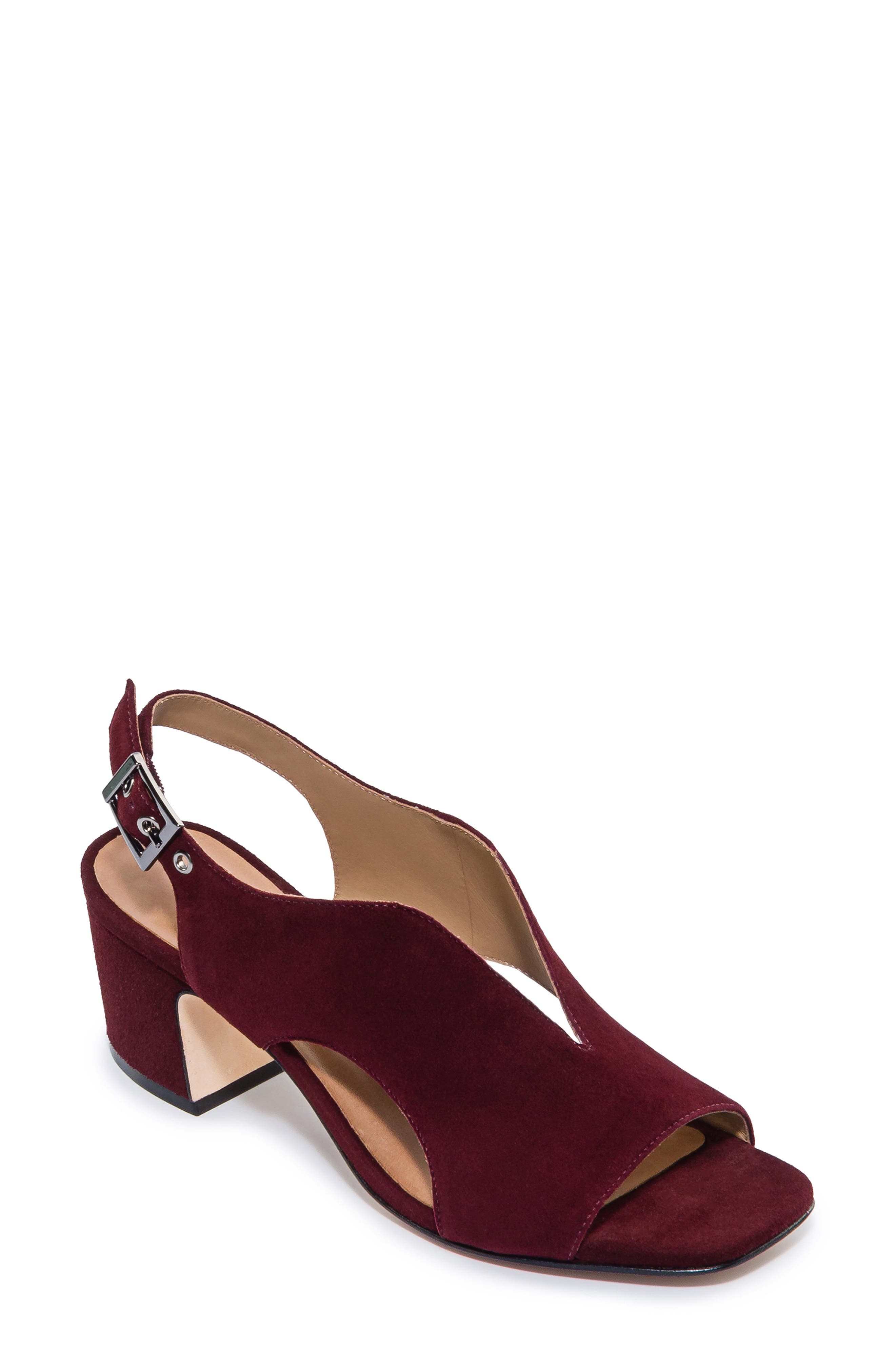 Bedford Mid Heel Sandal, Main, color, AUBERGINE