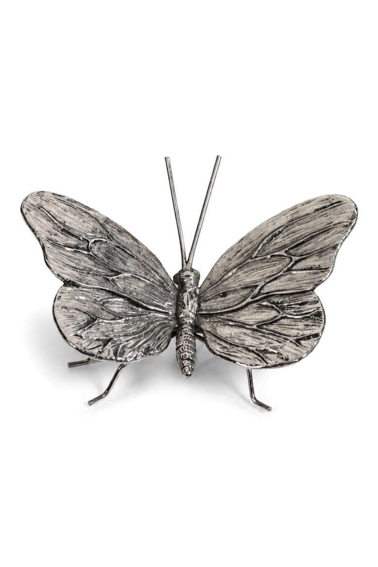 Antique Pewter Butterfly Decorative Figurine, Main, color, SILVER PLATED