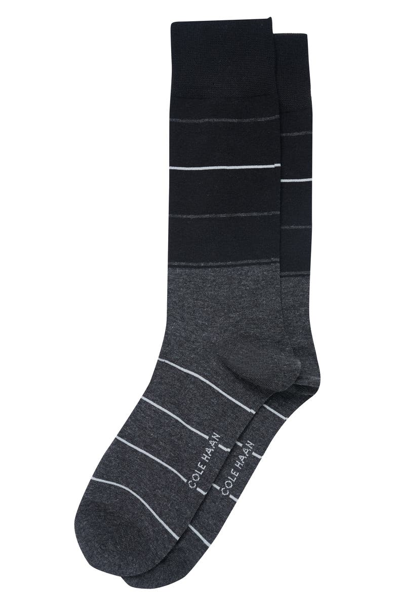 Cole Haan Stripe Dress Socks, Main, color, Black/ Grey