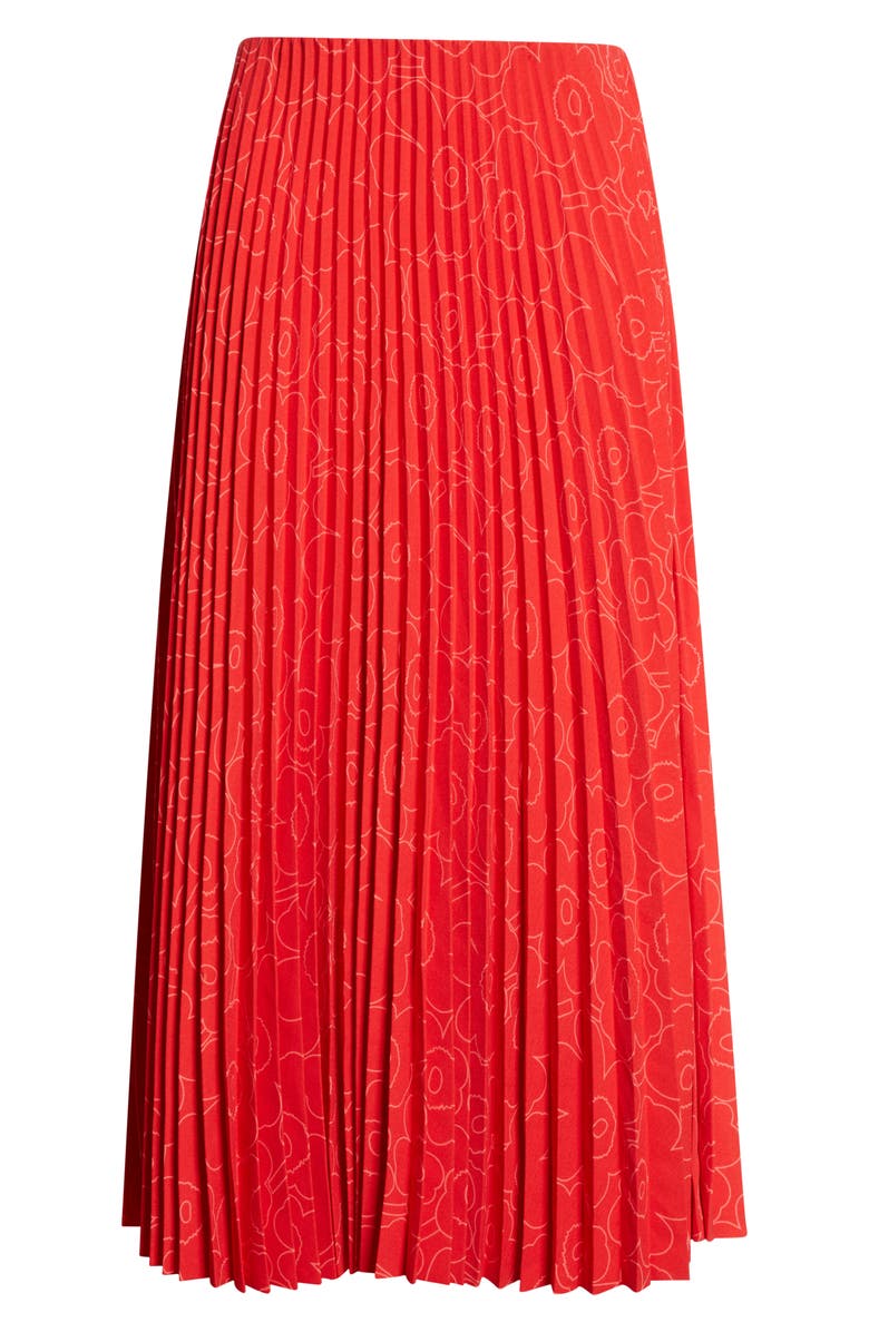 Marimekko Myy Piirto Unikko Floral Pleated Midi Skirt, Alternate, color, Red Bright Red