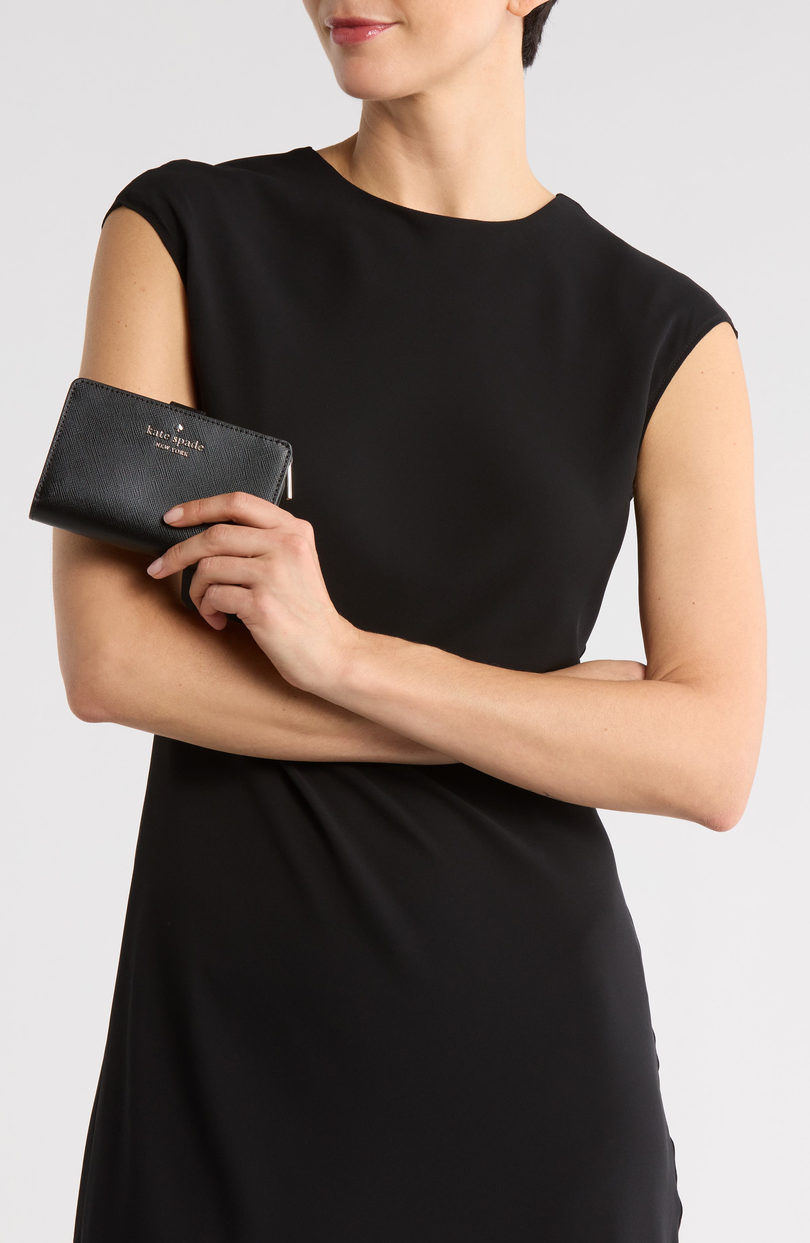 Kate Spade New York staci medium bifold leather wallet, Alternate, color, Black