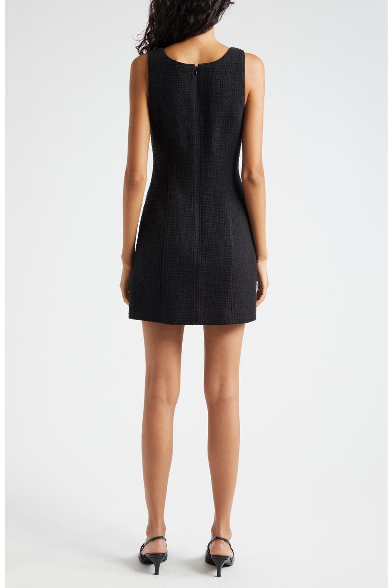 Randi Crystal Button Cotton Tweed Sheath Dress, Alternate, color, BLACK