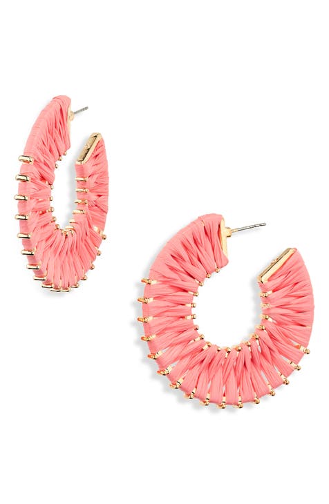 Raffia Wrapped Hoop Earrings