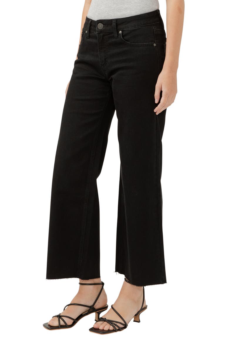 Suki Curvy Raw Hem Mid Rise Ankle Wide Leg Jeans, Alternate, color, BLACK