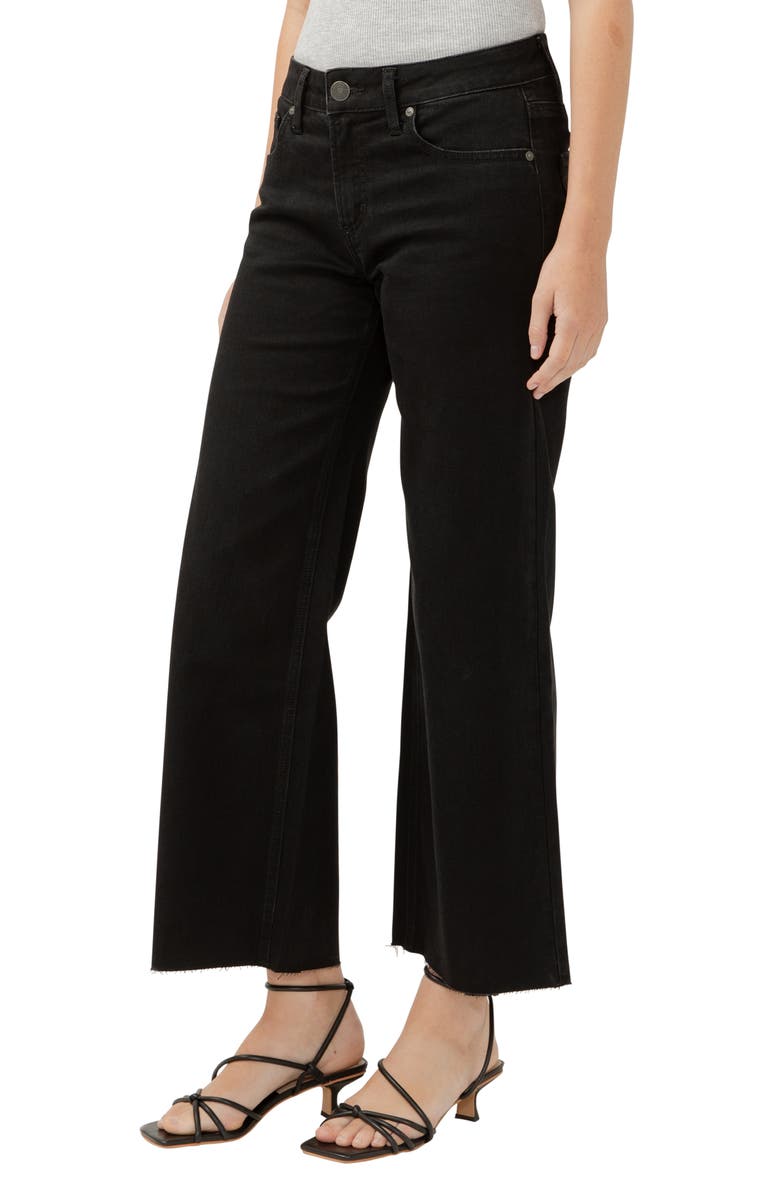 Silver Jeans Co. Suki Curvy Raw Hem Mid Rise Ankle Wide Leg Jeans, Alternate, color, Black