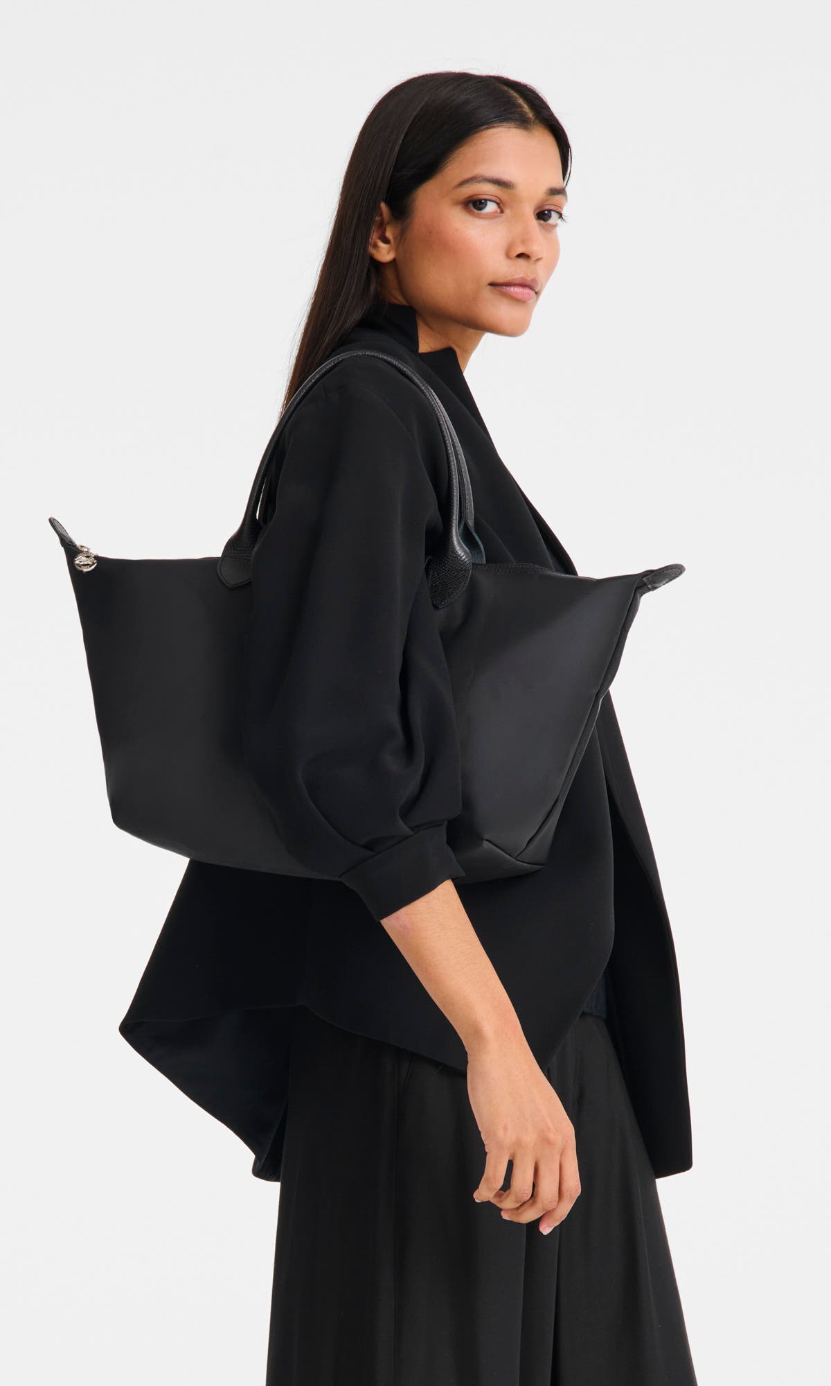 Longchamp Large Le Pliage One Shoulder Bag, Alternate, color, Black