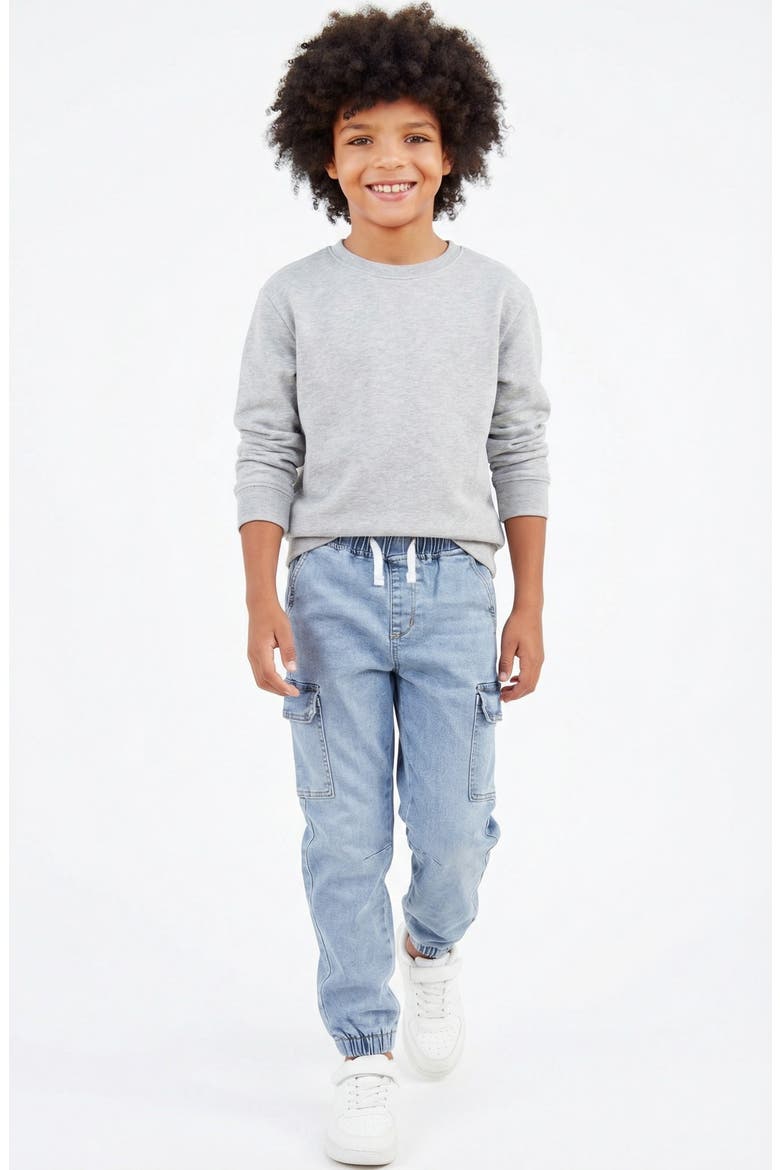 Kids' Legend Drawstring Cargo Jeans, Alternate, color, LIGHT WASH