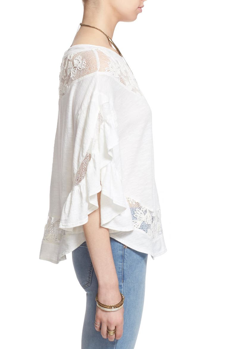 'Love Affair' Lace Inset Knit Top, Alternate, color, IVORY