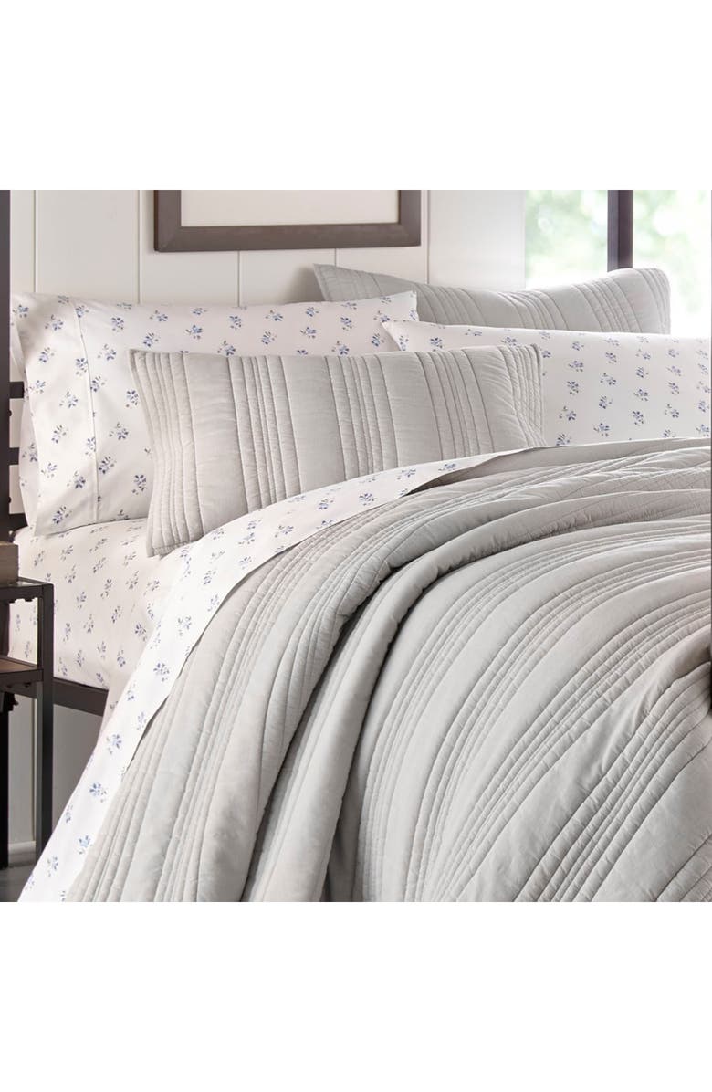 STONE COTTAGE Whitehills 144 Thread Count Cotton Quilt Set, Alternate, color, Grey