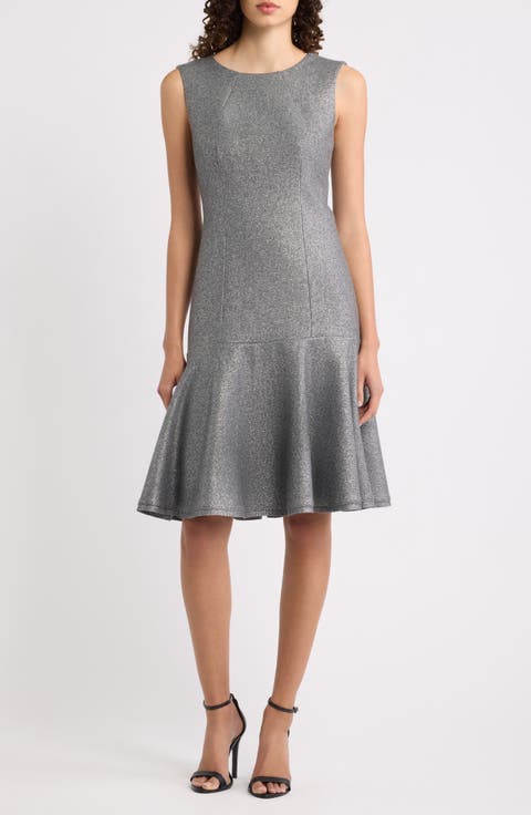 Brett Sleeveless Metallic Drop Waist Dress