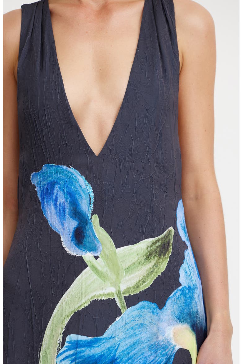 Merida Floral Print Plunge Neck Gown, Alternate, color, MIDNIGHT BOUQUET