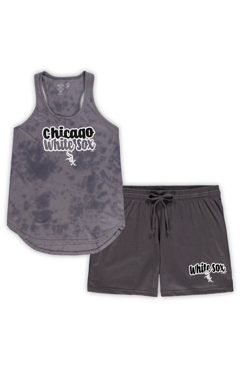 CONCEPTS SPORT Women's Concepts Sport Charcoal Chicago White Sox Plus Size Cloud Tank Top & Shorts Sleep Set, Main, color, Charcoal