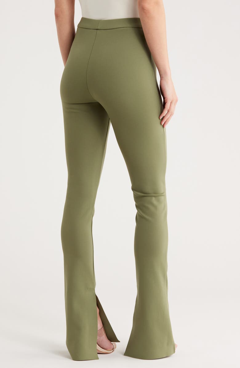 Off-White Sleek Split Cuff Flare Leggings, Alternate, color, Green