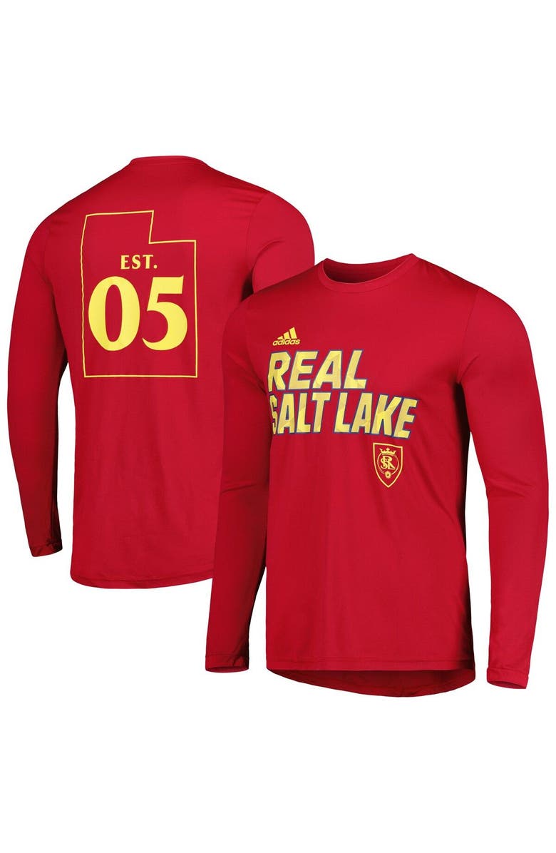 adidas Men's adidas Red Real Salt Lake Jersey Hook AEROREADY Long Sleeve T-Shirt, Main, color, Red
