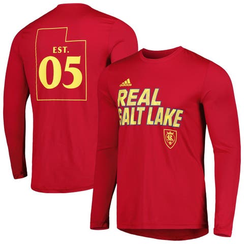Men's adidas Red Real Salt Lake Jersey Hook AEROREADY Long Sleeve T-Shirt