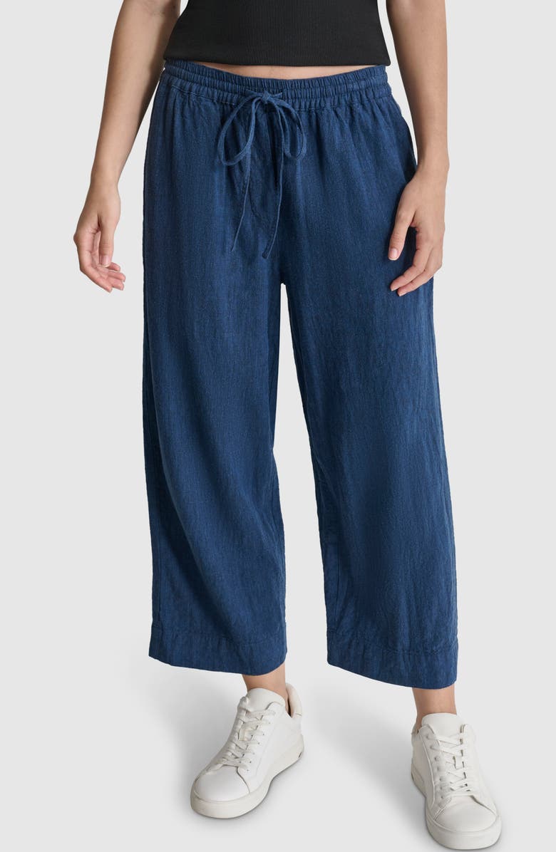DKNY Delave Straight Leg Linen Blend Pants, Main, color, 