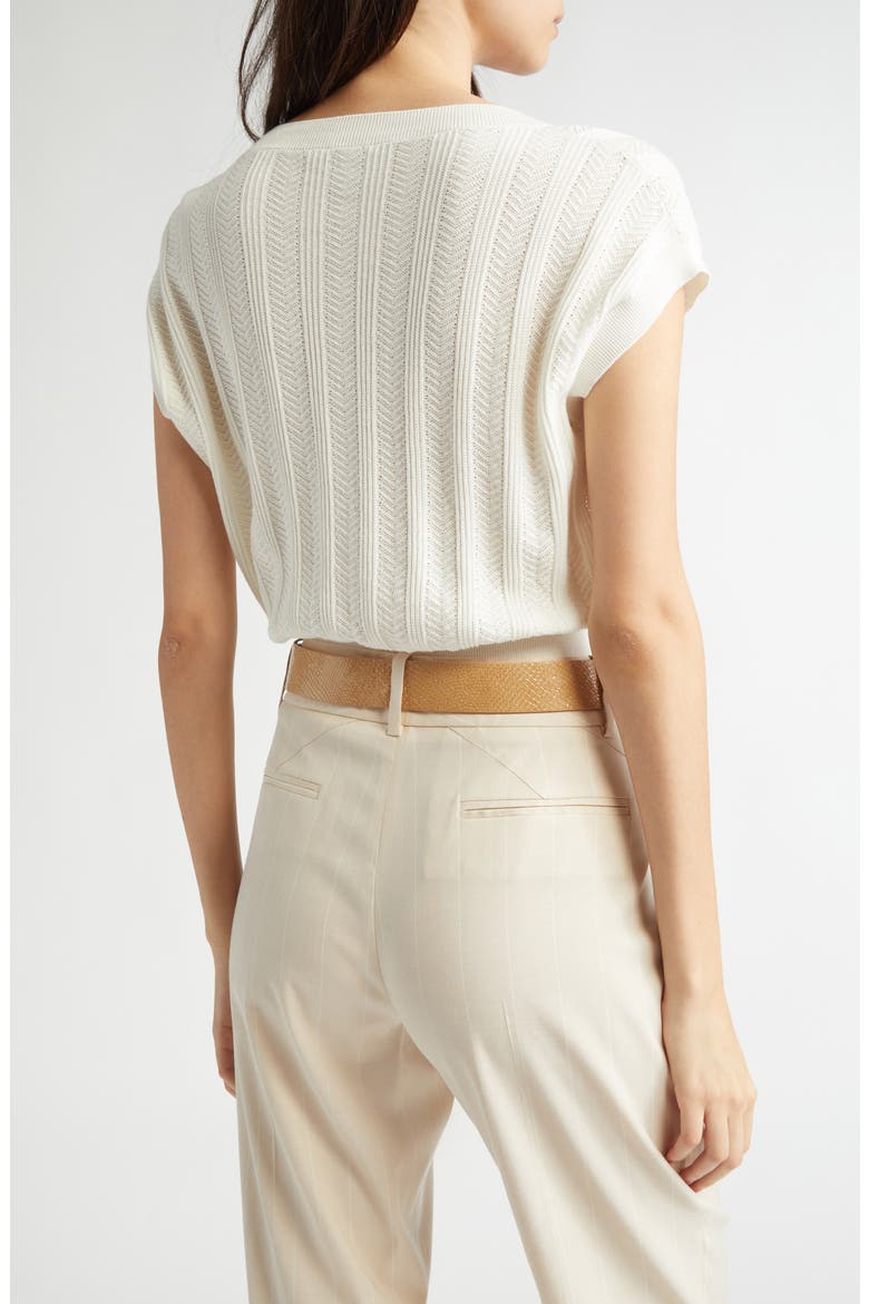 Mixed Stitch V-Neck Crop Sweater Vest, Alternate, color, IVORY