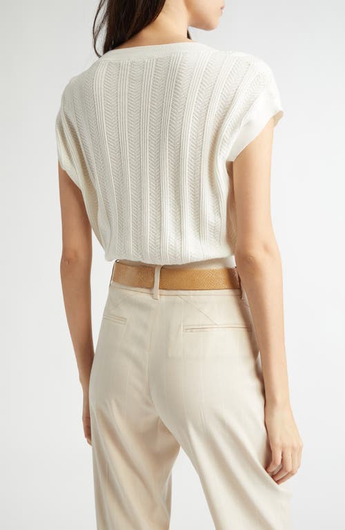 Eleventy Mixed Stitch V-neck Crop Sweater Vest In Ivory