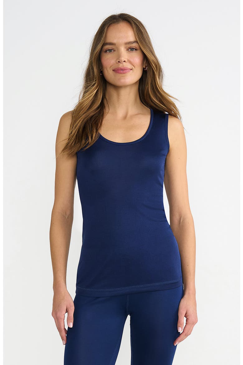 Petite Silk Interlock Thermal Long Underwear Base Layer Tank Top, Main, color, Deep Sea Navy