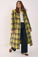 NASTY GAL Checked Wool Blend Maxi Coat