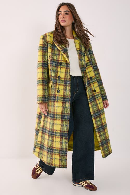 Nasty Gal Checked Wool Blend Maxi Coat In Multi