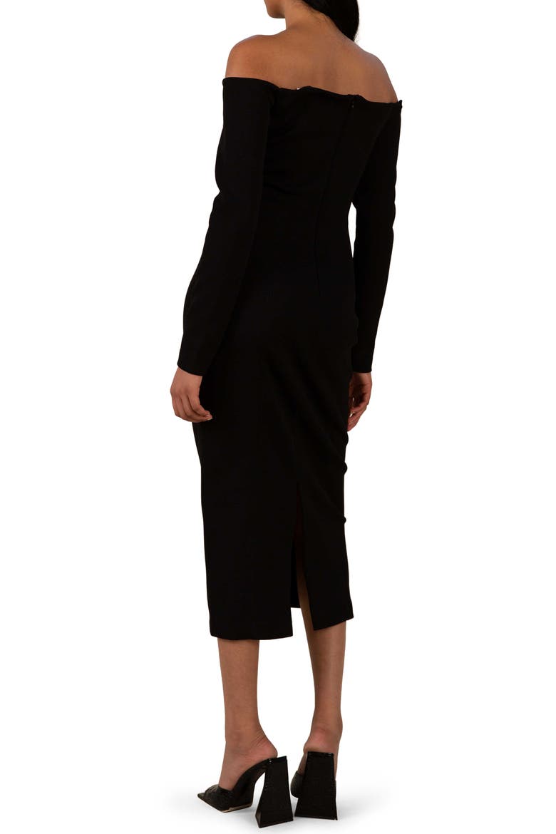 Camilina Off the Shoulder Long Sleeve Cocktail Dress, Alternate, color, BLACK