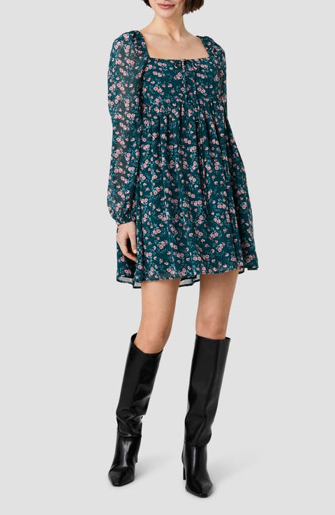 Marina Lucia Floral Chiffon Minidress