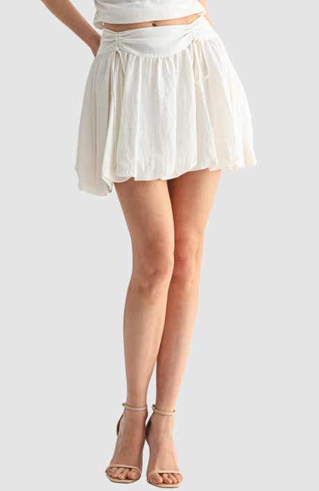 All in Favor Ruched Tie Bubble Miniskirt