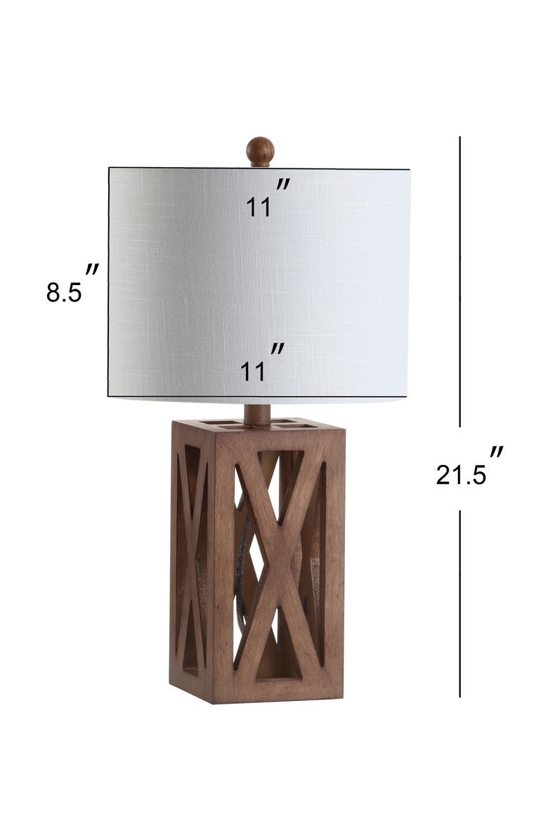 JONATHAN Y Stewart Farmhouse Wood LED Table Lamp, Alternate, color, Brown