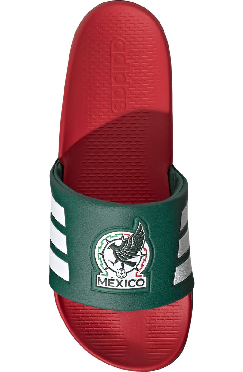adidas Gender Inclusive Adilette Comfort 2.0 Mexico Slide Sandal, Alternate, color, Dark Green/ Scarlet/ White