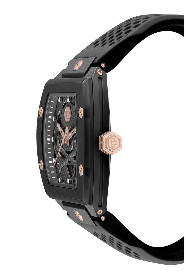 The $keleton Ceramic Silicone Strap Watch, 44mm, Alternate, color, BLACK CERAMIC