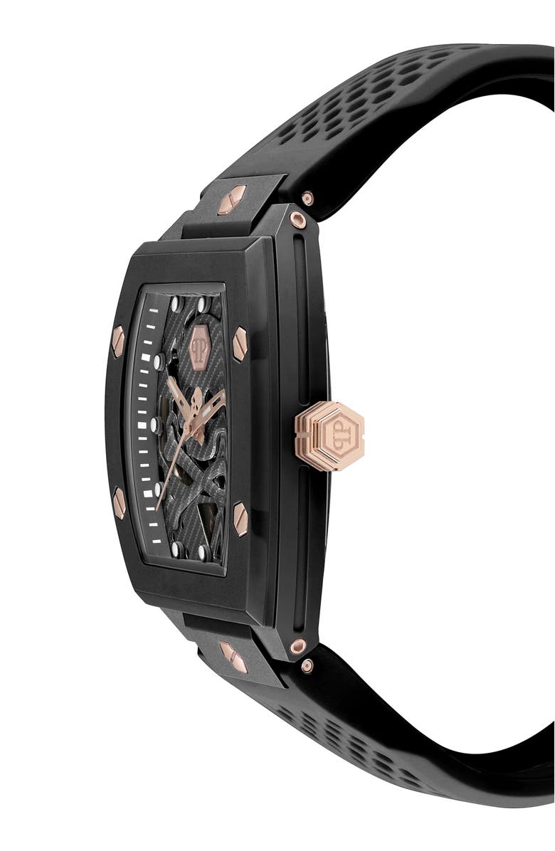 PHILIPP PLEIN The $keleton Ceramic Silicone Strap Watch, 44mm, Alternate, color, Black Ceramic