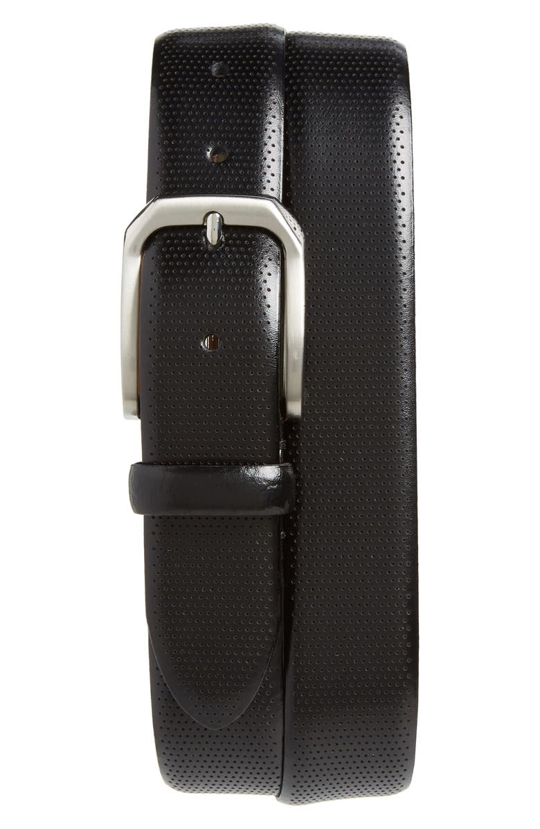 Johnston & Murphy Calfskin Belt, Main, color, Black