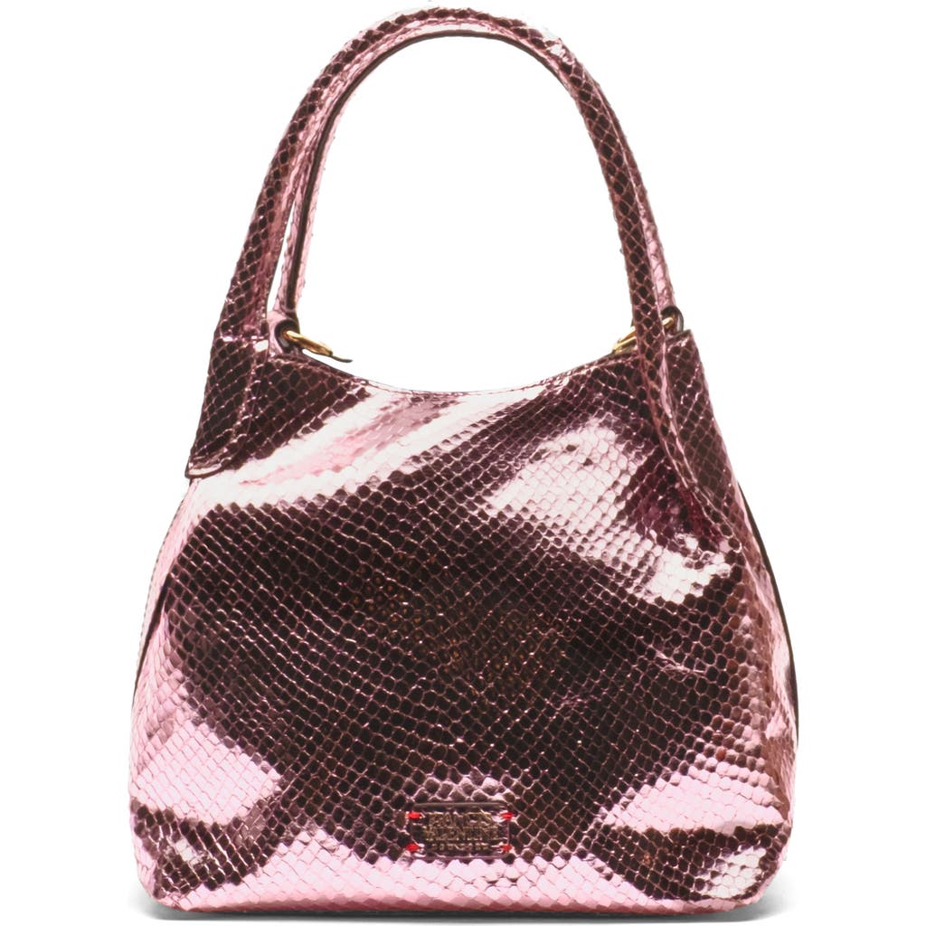 Frances Valentine Teeny Sweet Pea Snakeskin Embossed Metallic Leather Handbag In Pink