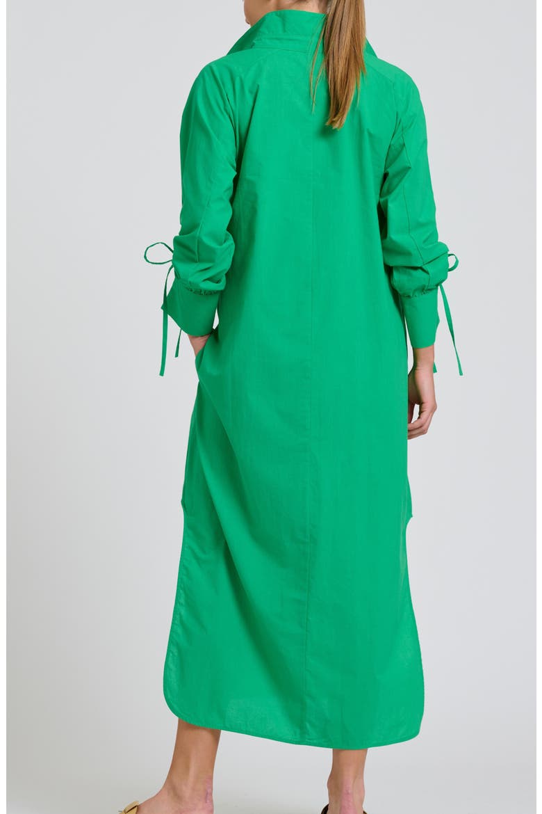 Gathered Long Sleeve Cotton Maxi Dress, Alternate, color, BRIGHT GREEN